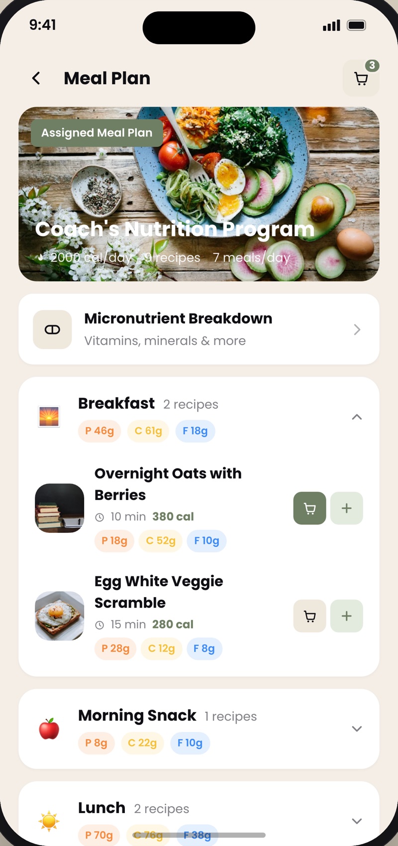 Empower app — nutrition and meal plan