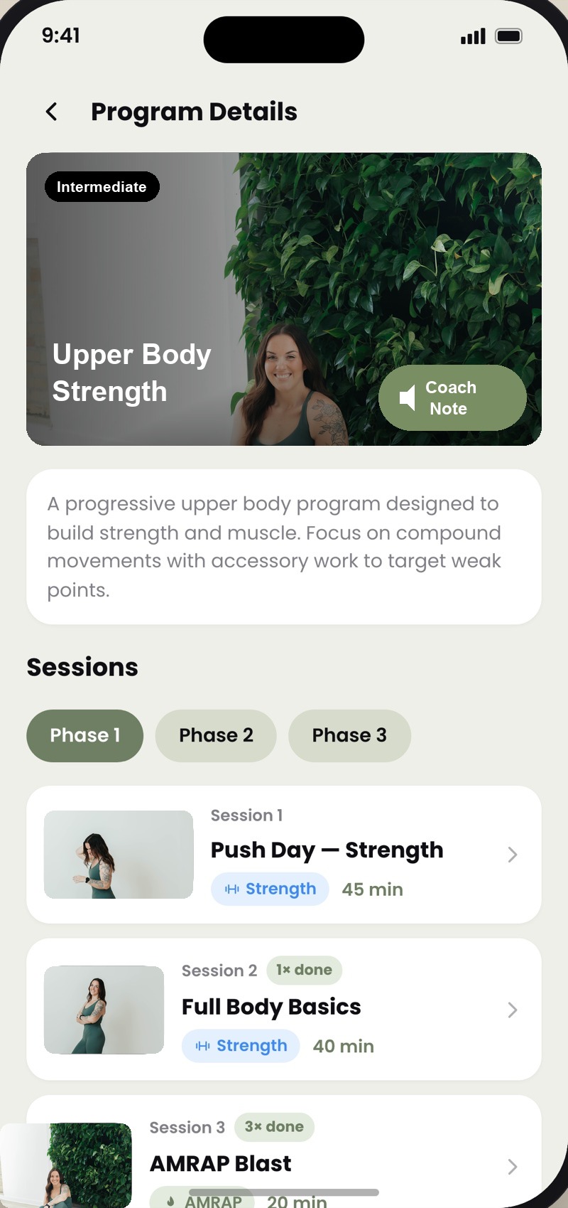 Program details in the Empower app
